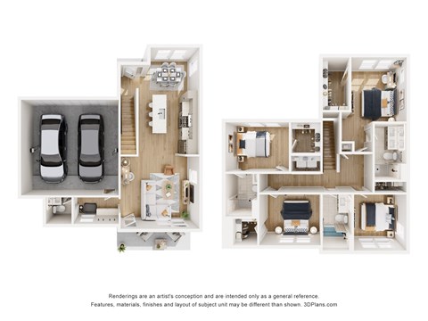 Floor plan for 4 beds, 3.5 baths, 1750 sqft